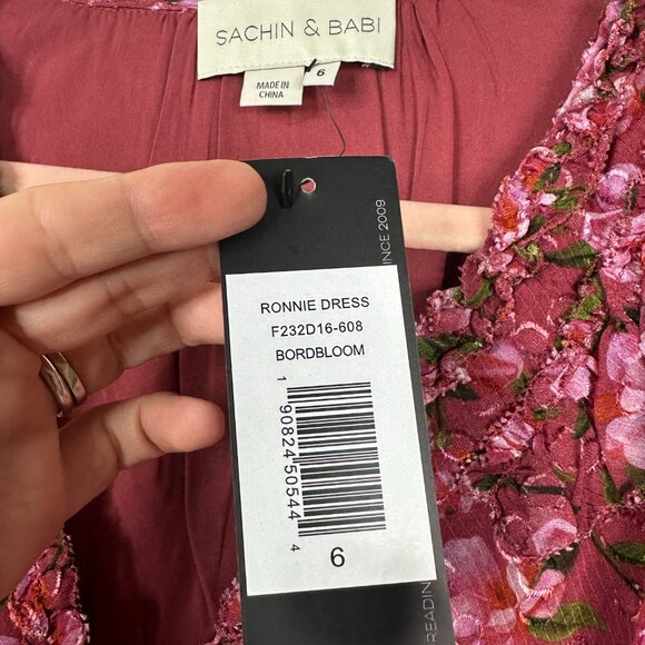 NWT SACHIN + BABI Ronnie Dress in Bordbloom Long-sleeve Midi Boho Flowy Floral 8 - Picture 10 of 12